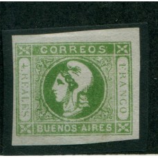 ARGENTINA 1859 GJ 13 ESTAMPILLA NUEVA DE IMPRESIÓN MUY LIMPIA Y AMPLIOS MARGENES, HERMOSA Y DE LUJO U$ 440